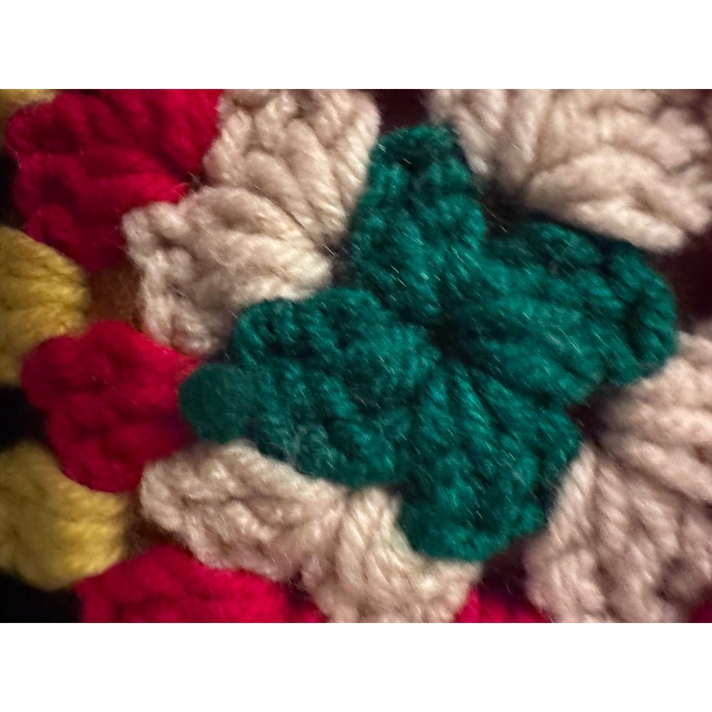 Vintage Handmade Crochet Afghan Throw Blanket Square 55x55 Boho Cottage - Picture 7 of 11
